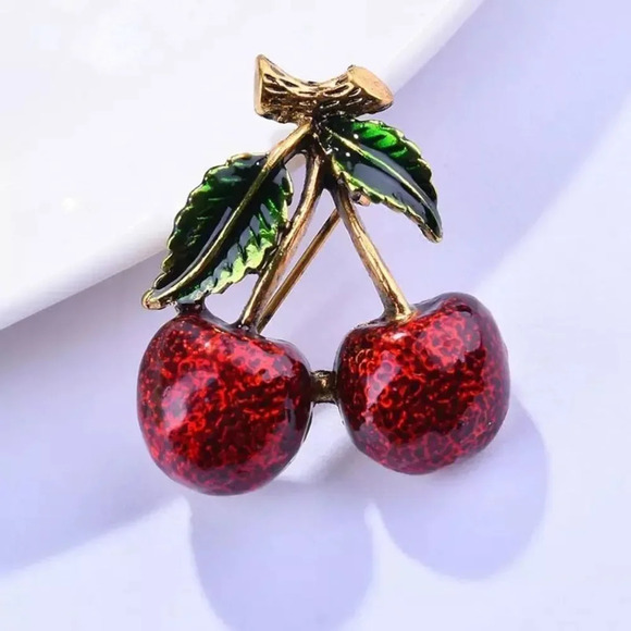VQ Cherries Brooch - Picture 2 of 6